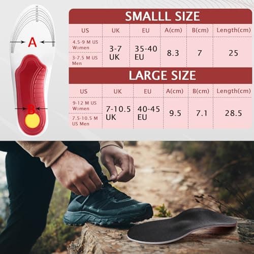 Ailaka High Arch Support Insoles for Flat Feet, Plantar Fasciitis Relief
