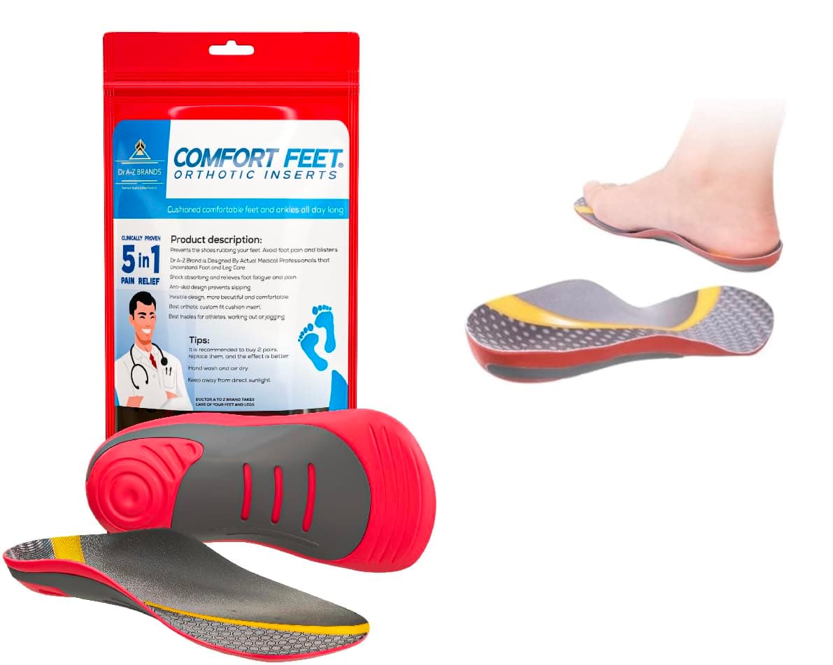 Orthotic Feet Insoles for Plantar Fasciitis, Flat Feet, High Arch, Foot Pain Relief