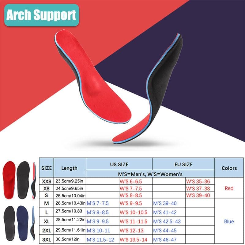 Flat Feet Arch Support Insoles for Red S